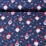 Baumwoll-Popeline - Wichtel Mit Lichterkette Navy