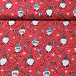 Baumwoll-Popeline - Wichtel Mit Lichterkette Rot