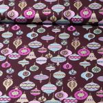 Baumwoll-Popeline - Weihnachtskugeln Mix Bordeaux Gold