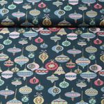 Baumwoll-Popeline - Weihnachtskugeln Mix Petrol Gold