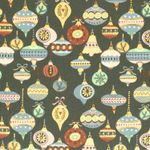 Katoenen popeline - Mix kerstballen kaki goud