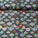 Baumwoll-Popeline - Weihnachtskugeln Mix Khaki Gold