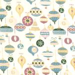 Katoenen popeline - Kerstballen mix ecru goud