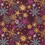 Katoenen popeline - sterren en kristallen bordeaux goud