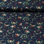 Baumwoll-Popeline - Weihnachtskränze Navy Gold