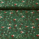 Baumwoll-Popeline - Weihnachtskränze Tannengrün Gold