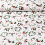 Baumwoll-Popeline - Weihnachtskränze Ecru Gold