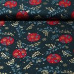 Baumwoll-Popeline - Weihnachtskugeln Zweige Dunkelgrün Gold