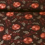 Baumwoll-Popeline - Weihnachtskugeln Zweige Bordeaux Gold