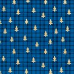 Katoenen popeline - Kerstbomen ruit koningsblauw goud