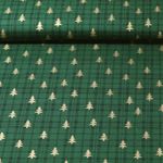 Baumwoll-Popeline - Weihnachtsbäume Karo Grün Gold