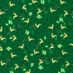 Popelín de algodón - hojas de ciervo abeto verde oro