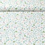 Baumwoll-Popeline - Hirsche Blätter Ecru Gold