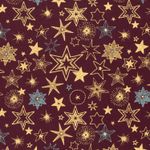 Katoen Popeline - Sterrenmix Bordeaux Goud