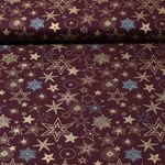 Popeline de coton - Mélange d&#039;étoiles Bordeaux Doré