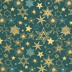 Popeline di cotone - stelle mix oro petrolio