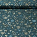 Baumwoll-Popeline - Sterne Mix Petrol Gold