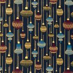 Popeline coton – Décorations de Noël Navy Or