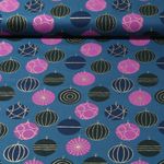 Popeline de coton - Boules de Noël Bleu pétrole Doré