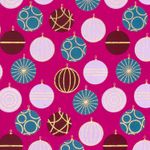 Popeline de coton - Boules de Noël Baies et Or