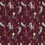 Popeline de coton - Décoration de Noël Bordeaux Or