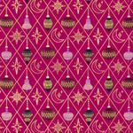 Popeline de coton - Noël Losanges Boules Baie Or