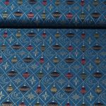 Baumwoll-Popeline - Weihnachten Rauten Kugeln Petrol Gold