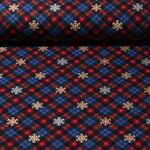 Baumwoll-Flanell - Schneekristalle Blau