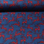 Baumwoll-Flanell - Karo Hirsche Blau