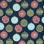 Popeline de Coton – Boules de Noël Navy Or