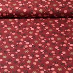 Baumwoll-Popeline - Kristalle und Rosen Weinrot Gold