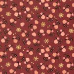 Popeline de coton - Cristaux et roses rouge vin doré