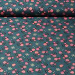 Baumwoll-Popeline - Kristalle und Rosen Grün Gold