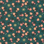 Popeline de coton - Cristaux et roses vert or