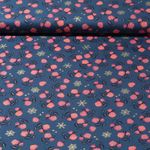 Baumwoll-Popeline - Kristalle und Rosen Blau Gold