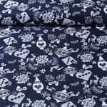 Baumwoll- Popeline - Landhaus Weihnachten Blau