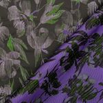 Tela para blusas y vestidos - Jacquard Flores Negro y Lila