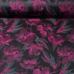 Blusen- & Kleiderstoff - Jacquard Blüten Schwarz Pink