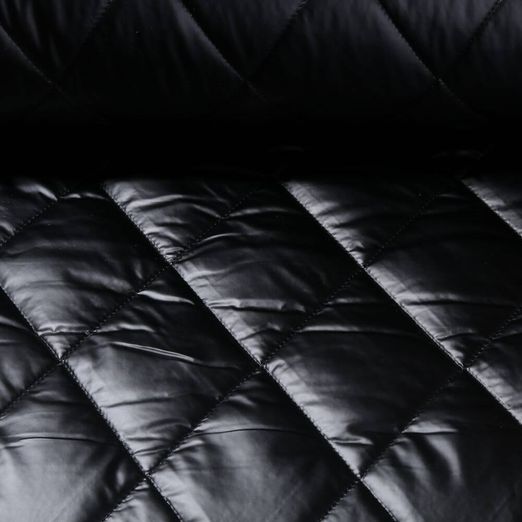 Tissu matelassé veste - Métallique Losanges matelassés Noir Ouaté