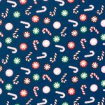 Popeline de Coton - Cannes de Bonbon Bleues