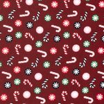 Popeline de coton - Cannes de sucre bordeaux