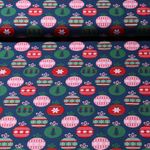 Baumwoll-Popeline - Weihnachtskugeln Blau