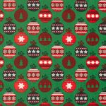 Popeline de coton - Boules de Noël vertes