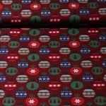 Baumwoll-Popeline - Weihnachtskugeln Bordeaux