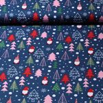 Baumwoll-Popeline - Zwerge und Bäume Blau