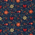 Popeline de coton - Couronne de fleurs Bleu Or