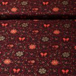 Baumwoll-Popeline - Blumenkranz Bordeaux Gold