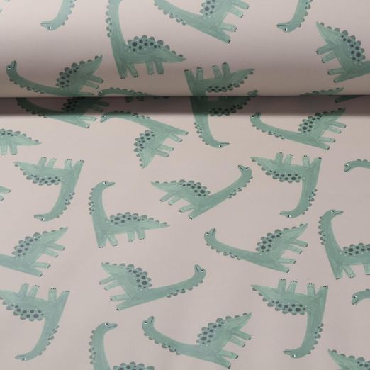 Tissu imperméable - Aqua protect Impr. digitale Dinos Sable