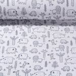 Stretchfrottee - Wilde Tiere Hellgrau