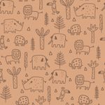 Molleton extensible - Animaux sauvages rose saumon